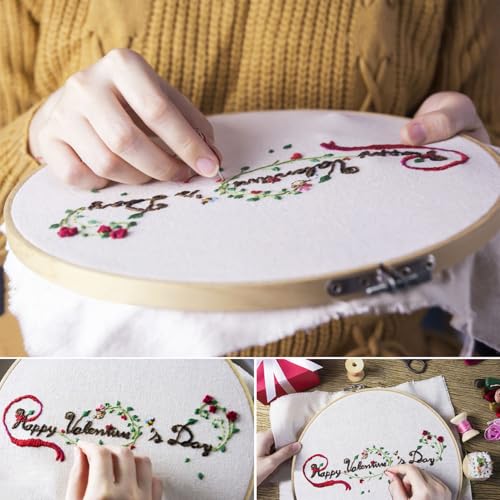 Geytetqi 16 PCS 10 inch Bamboo Embroidery Hoop, Premium Bamboo Cross Stitch Ring Hoops, Versatile, Eco-Friendly, and Durable for Art, Craft, and Needlework