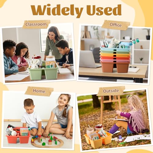 6 Pack Plastic Classroom Organizer Caddy with Handle, Boho - color: Boho