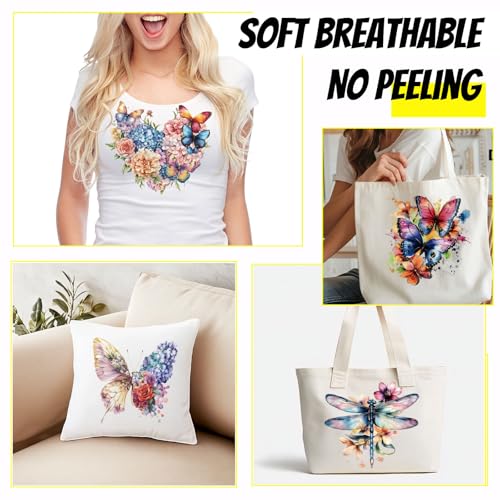 SUPERDANT 4PCS Butterfly Flowers Iron on Transfer Paper Dragonfly Florid Heat Transfer Sticker Washable Iron on Decals for T Shirts DTF Transfers Ready to Press for Clothing Hoodie Jackets DIY Gift - style: Butterfly Flowers