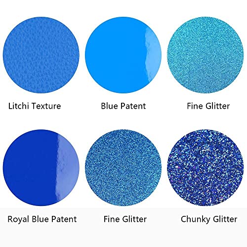 Litchi 6 Pack 8x12 Inch Faux Leather Sheets for Bow Earring, Easy to Cut Vinyl Fabric for Cricut, Durable Fade Resistant Leatherette Without Smell, Blue - color: Blue