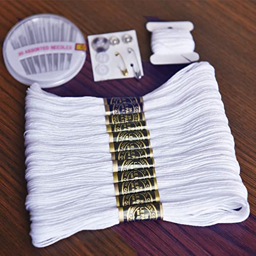 White Embroidery Floss, Embroidery Thread 12 skeins - color: 12 white, size: 12skeins