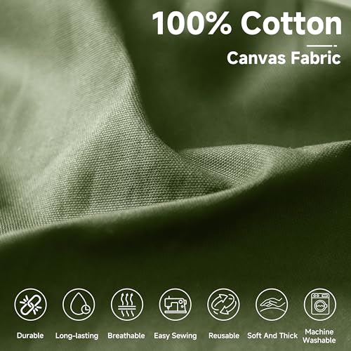 Simple&Opulence 100% Cotton Canvas Fabric 10oz. 59 Inch by the Yard, Nature Duck Fabric Textile Medium Weight for Painting, Sewing, Crafts, Embroidery, Bag, Handmade Home Decor(1 Yard, Olive Green) - color: Olive Green, size: 1 Yard