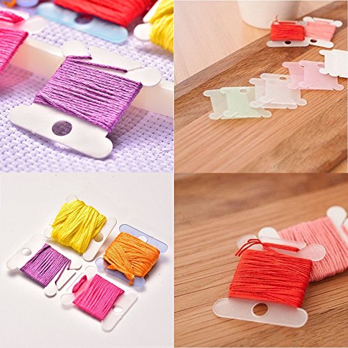 Ximimark 200 Plastic Thread Bobbins for Cross Stitch Embroidery Floss&Craft Storage,Pink
