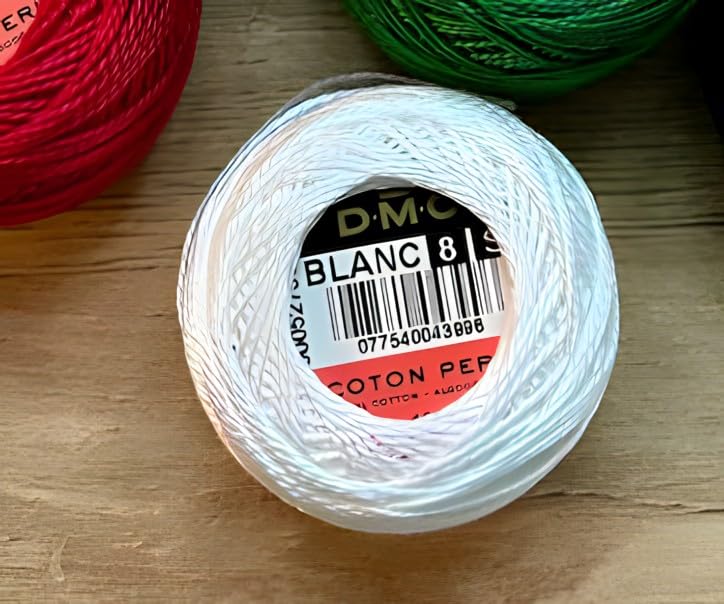 3 Packs of DMC Pearl Cotton White Thread Balls,%100 Cotton, Size 8, DMC 116 8-Blanc, 95 Yards, INCELER Bundles (White 3 Packs) - color: White 3 Packs