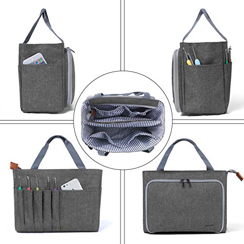 Luxja Crochet Yarn Storage Tote Bag, Gray - color: Gray