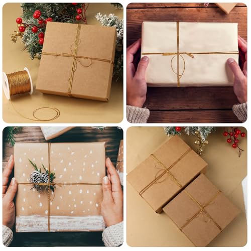 Metallic Cord 218 Yards 1mm Gold String Twine Metallic Tinsel Thin Ribbon Rope Gold Thread String for Crafts Bracelet Necklace Jewelry Making Gift Wrapping Christmas Ornaments Hanging Decoration 2Roll - style: gold