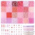 LAIDANLA 7500pcs Pink Glass Seed & Bugle Tube Beads Kit for Jewelry Making - color: Pink