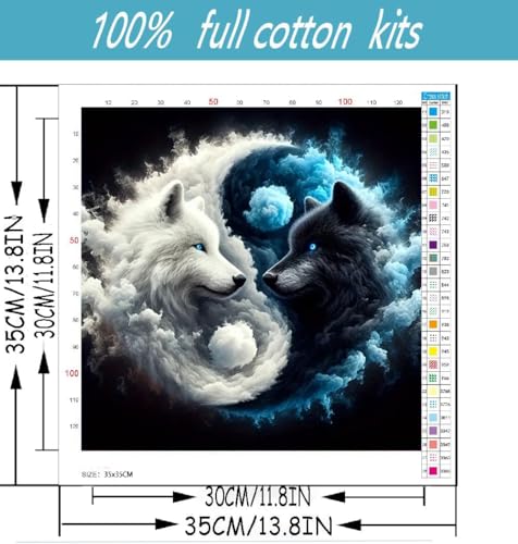 Wolf Stamped Cross Stitch Kits for Beginners Adults, Animal Dimensions Needlepoint Art Crafts,Counted Cross Stitch Kits Embroidery Kits for Beginners Adults for Home Decor 13.8X13.8inch - color: Cross Stitch-1011-6