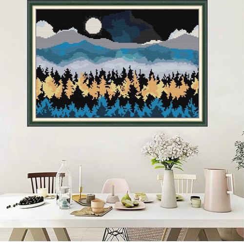 Svarog 14CT Stamped Cross Stitch Kit for Beginners - Easy & Stylish DIY Embroidery with Simple Patterns, Ideal for Women’s Relaxation | Moon Valley | 15.8 x 11 inch - color: Moon Valley 15.8 x 11 inch