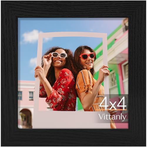 Vittanly 4x4 Picture Frame for Wall or Tabletop, Black - color: Black, size: 4x4