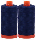 Aurifil Mako 50wt Thread 2 Large Spools(Dark Navy (2784)) - color: 2-Pack - Dark Navy 2784