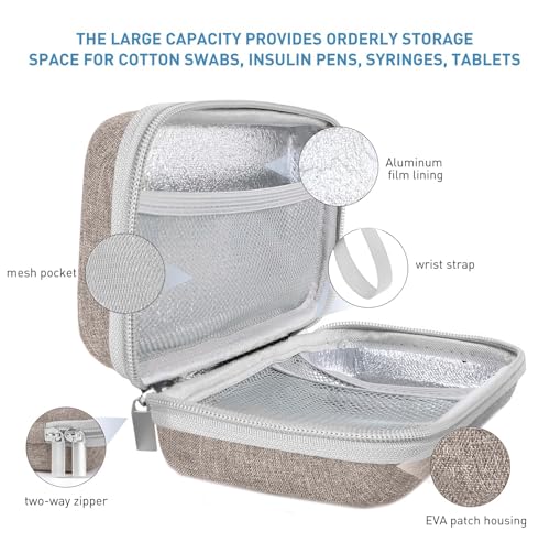 suzamed Insulin Cooler Travel Case, 2x150g Ice Pack TSA Approved, Brown - color: Brown