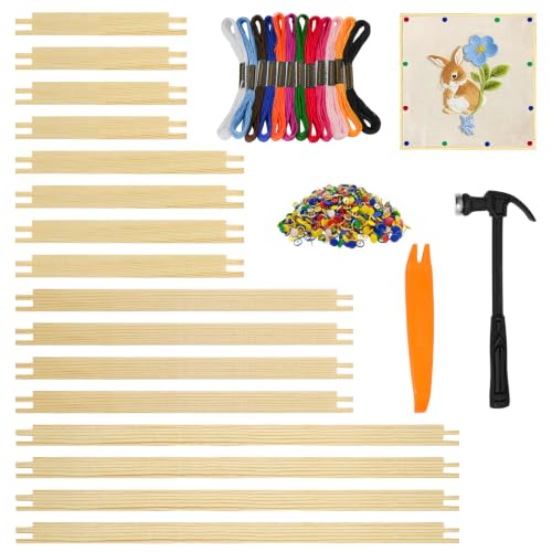 16PCS Needlepoint Stretcher Bars with Thumb Tacks/Tack Remover/Thread