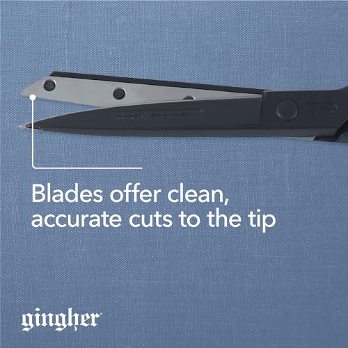 Gingher 8" Featherweight Bent Handle Fabric Scissors, Black Nylon Handles