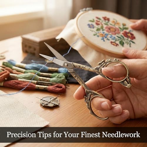 Crochet Scissors with Cover – Antique Bronze Vintage Small Embroidery Scissors, Sharp Craft Scissors for Yarn Thread Sewing Needlework, Cute Butterfly Design Gift for Crocheter Quilter, 4.6 Inch - color: Brown