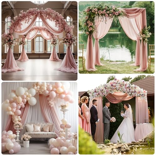 Wedding Arch Draping Fabric 1 Panel Dusty Rose Sheer Backdrop Drapes - color: Dusty Rose, size: 1 Panel