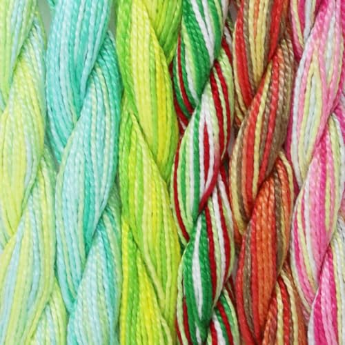 KCS 162 Yards Mercerized Pearl Cotton Crochet Needlepoint Thread,Size 5,6 skeins,Color Variegated 03 - color: 6 Color variegated 03, size: 6 skeins