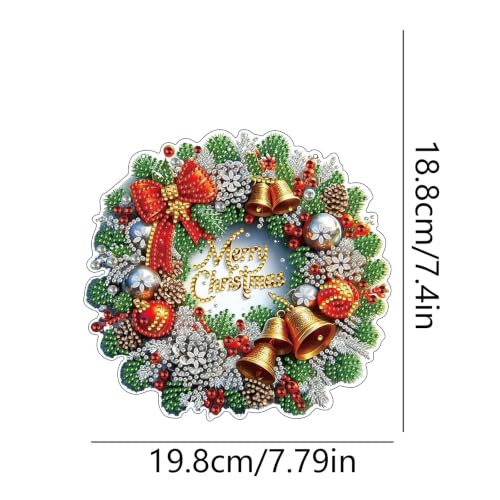 Christmas Wreath Diamond Art Hanging Kit for Adults, DIY Diamonds Painting Door Hanger Board Kit, Special Acrylic Diamond Art Painting Pendant Ornament (Christmas Wreath) - color: Christmas Wreath