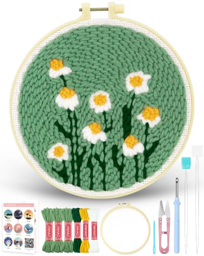 FIVEIZERO Punch Needle Kit for Beginners,Daisy Patterns Craft Kit - color: Daisy