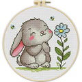Stamped Cross Stitch Kits for Beginners-Cute Rabbit,with Embroidery Hoop - color: Cross Stitch-Rabbit