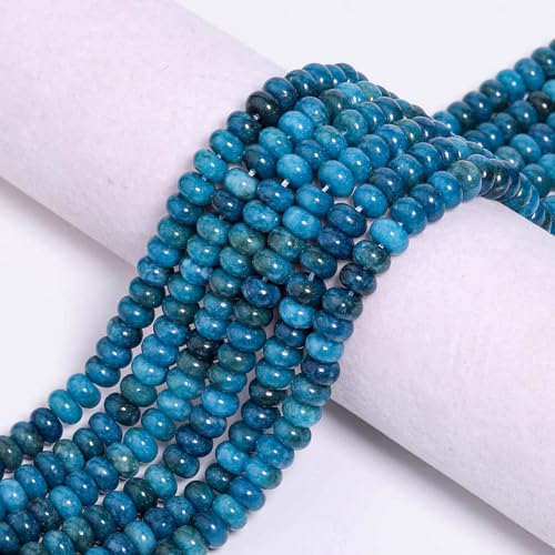 5x8mm 100Pcs Natural Apatite Rondelle Beads for Jewelry Making Loose Spacer Abacus Disk Beads Gemstone for Bracelets Necklace DIY Crafts - color: Apatite