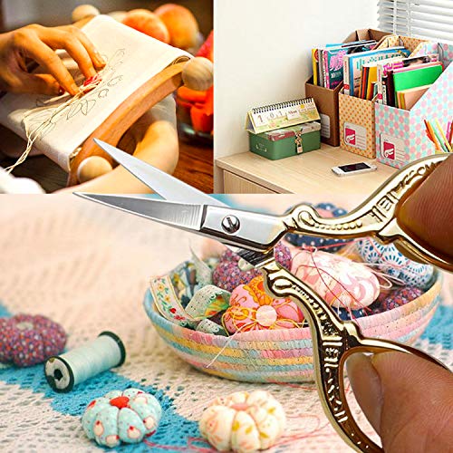BIHRTC 3.6 Inch Embroidery Scissors Small Sewing Stainless Steel Tip - color: Gold