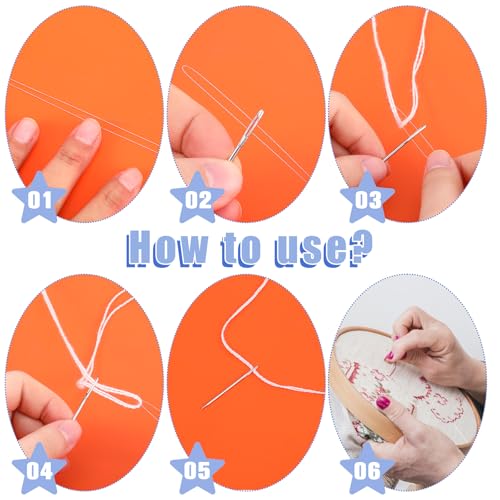 JIYIN 10 Pcs Long Needle Threader, White Punch Needle Threader Needles Threaders for Embroidery Floss Embroidery Stitching Craft Tool for Punch Needles Embroidery Floss Cross Stitch DIY Sewing