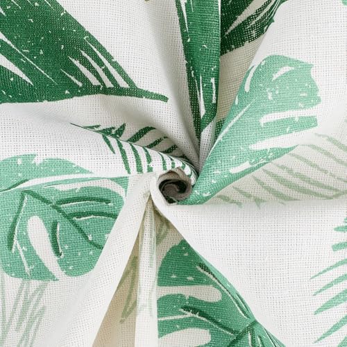 1.75 Yards White Floral Leaf Patterned Fabrics Rectangle Monstera Printed Light Colored Leaves Quilting Square Polycotton Fabric for Sewing Making Tablecloth Upholstery DIY Craft Supply - size: 1600MM, style: Green Leaf