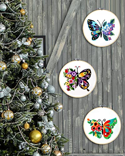 TINDTOP Bamboo Embroidery Hoops, 3 Pieces 8 to 12 Inch Cross Stitch Frame - size: 8IN + 10IN + 12IN
