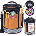 Canvas Yarn Storage Organizer with Removable Dividers, Crochet&Knitting Bag - color: Black Sand