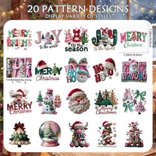 20Pcs Christmas Iron on Transfer Decal Dtf Transfers Ready to Press - color: Christmas254