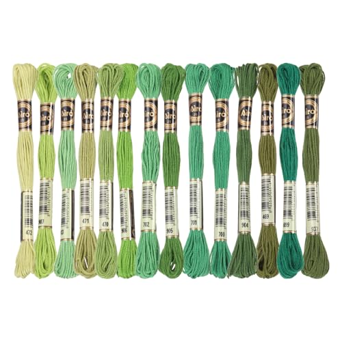 PATIKIL 14 Skeins Embroidery Floss Polyester Multicolored Dark Green - color: Multicolored Dark Green