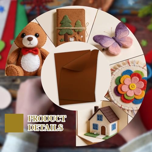12 Pcs Felt Sheets, 7x11 Inch Stiff Felt for Crafts DIY, Brown - color: Brown