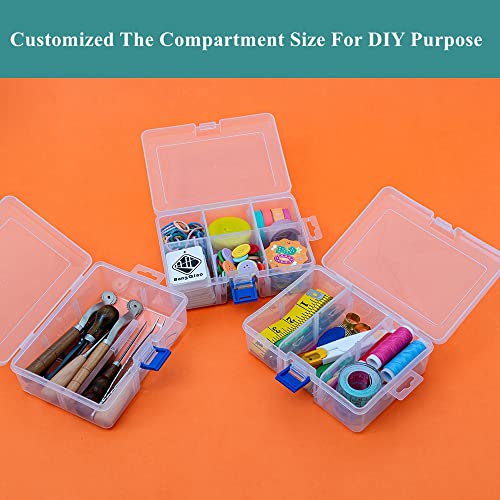 3 Pack Plastic Removable Divider Box and Storage Case for Small Parts, Hardware and Craft, 6 Grids, Clear - size: 6 Grids