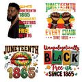 Juneteenth Iron on Transfer Patches for Clothes - 4 Packs Black History Month Heat Transfer Vinyl Decals 1865 Liberation Day DTF Transfer Press Patch Black Men Fist Lips Iron on Appliques for T-Shirt - color: Yellow Juneteenth A