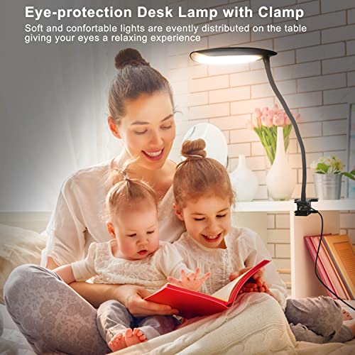 LiFMIRA Clip on Lamp USB Reading Light 3 Color Modes 3000-6000K 8W 40 LED - color: Matt Black