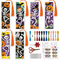 ACRNIGHEET 6PCS Cross Stitch Bookmark Kit (Halloween Skeleton Pattern) - style: Halloween Skeleton with Tassel