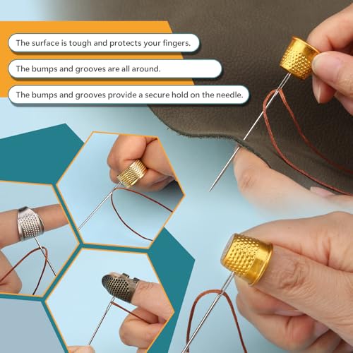 ZMAAGG Thimbles for Hand Sewing, 8 PCS Sewing Thimble, Metal Thimble - size: S-Basic Version