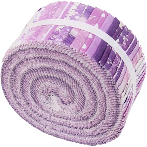 Threadart Purple Prints Jelly Roll - 40 Precut 2.5" Cotton Strips - color: Purple Prints