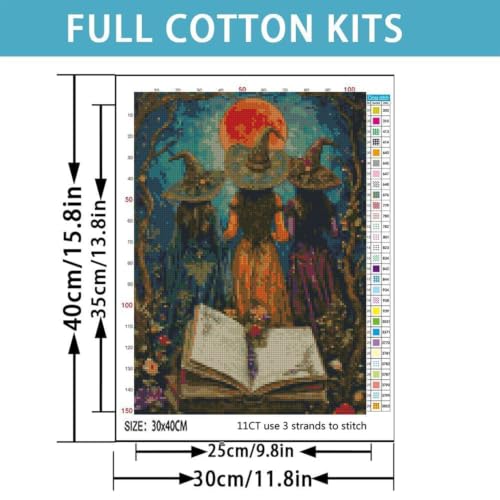 TCDZMYGS Halloween Stamped Cross Stitch Kits for Beginners,12x16in - color: W588