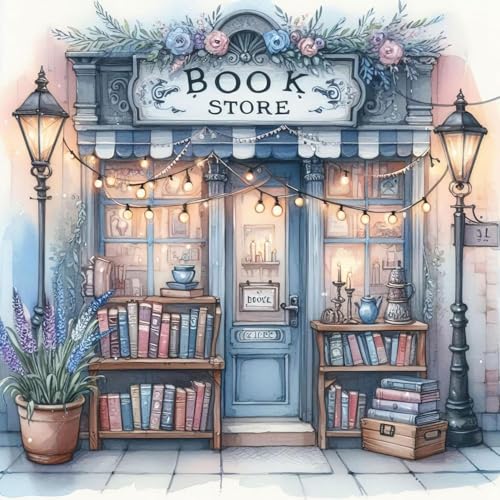 MYBISYMQQ Book Store Cross Stitch Kits for Adults,11CT Stamped Cross Stitch Kits for Beginner,DIY Needlepoint Embroidery Patterns Kits Embroidery Patterns for Home Wall Decor 13.7x13.7 inches - color: D068