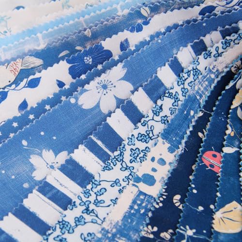 Threadart Blue Prints Jelly Roll - 40 Precut 2.5" Cotton Strips - color: Blue Prints