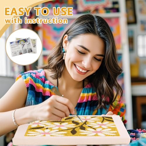 Doodlream Daisy Flowers DIY Punch Needle Embroidery Kit for Adult Beginner - color: Daisy Flowers