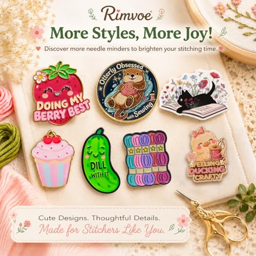 Funny Strawberry Needle Minder Magnet, Cute Magnetic Sewing Accessory with "Doing My Berry Best" Design for Embroidery, Needlepoint & Cross Stitch Projects