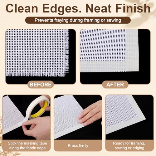Moukeren 7 Pcs 12 x 14 Inches Needlepoint Canvas Starter Kit Include 13 Mesh Blank White Canvas and 1 Rolls Tape Pure Cotton Needlepoint Mesh for Embroidery DIY Knit Crochet Projects Make Dividers - size: 12 x 14 Inches