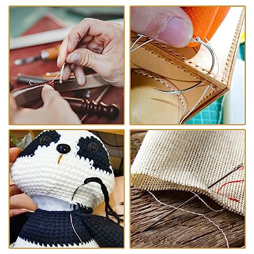 Heavy Duty Hand Sewing Needles Kit, 14 PCS with 10 Leather & 4 Curved Needles for Home Upholstery, Carpet Canvas Repair - color: 14PCS&7SIZE