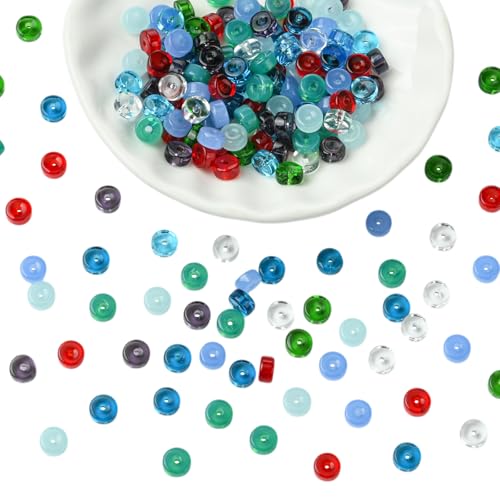 BEEFLYING 1.59oz (45g) Assorted Glass Seed Beads 6~6.5mm×3~4mm Mixed Flat Round Bulk Small Spacer Seed Beads for Jewelry Making Necklace Bracelet Earring DIY Craft Sewing Home Decor