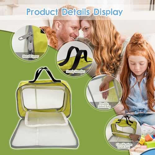 4-Pack Large Toy Storage Bags, Mesh Travel Bag for Board Games Storage - size: Double compartments