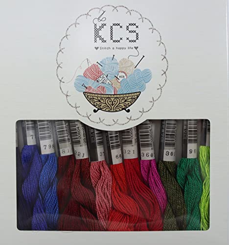 KCS 328 Yards(300 Meters) Mercerized Pearl Cotton Crochet Needlepoint Thread,Size 5, 12 skeins,Mixed Color 12 - color: 12color12, size: 12 skeins
