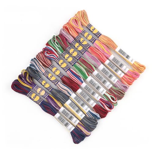 12 Skeins Variegated Mercerized Egyptian Cotton Gradient Color for Embroidery Floss Cross Stitch Threads Friendship Bracelets Floss Craft Floss (12 Colors Set F) - color: 12 colors set F
